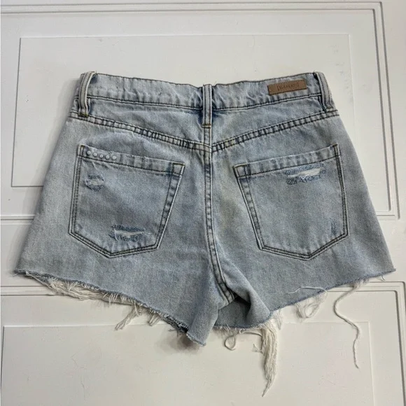 Blank NYC The Barrow Vintage High Rise Distressed Light Wash Denim Shorts Sz 25 - Picture 5 of 5